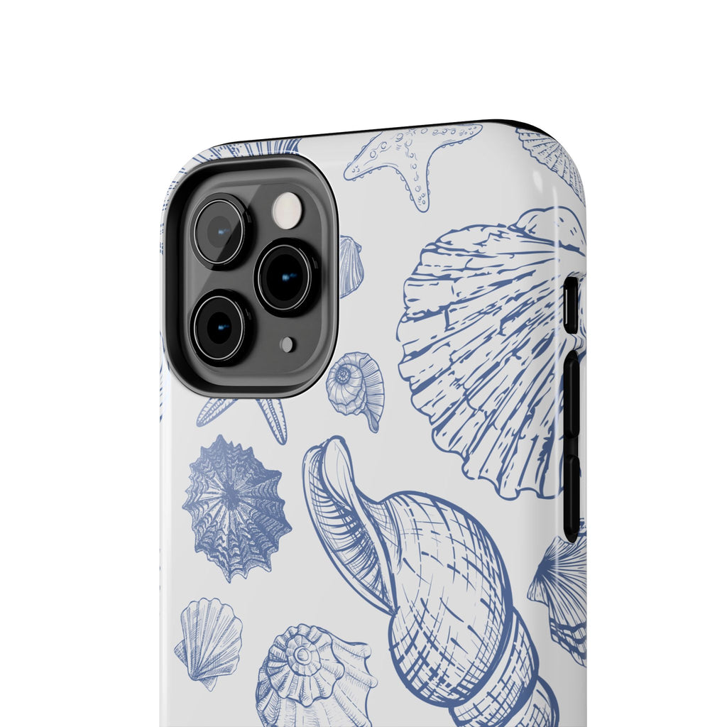 Seaside Sketch Tough Phone Case – Blue Shells & Starfish Protective Cover