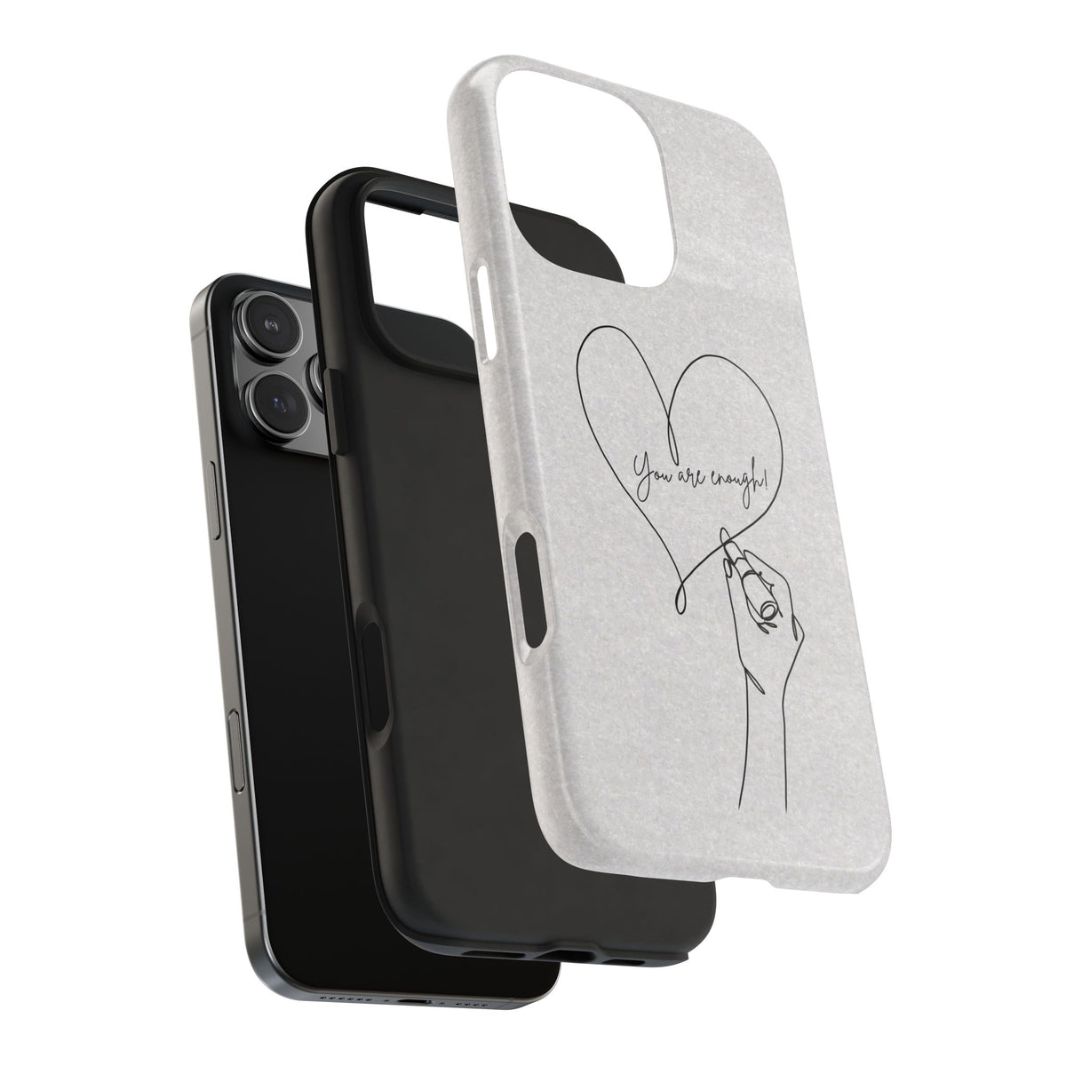Tough Phone Case — Minimal Line Art Heart with "You Are Enough" Inspirational Design