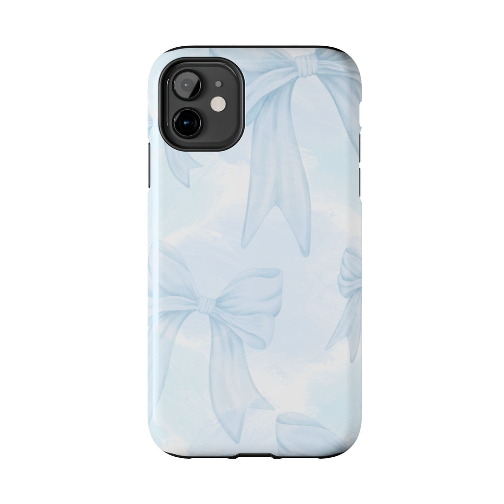 Pale Blue Bow Pattern Tough Phone Case
