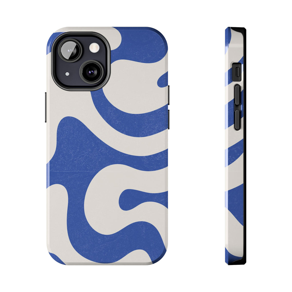 Blue Retro Swirl Tough Phone Case — Durable Abstract Pattern