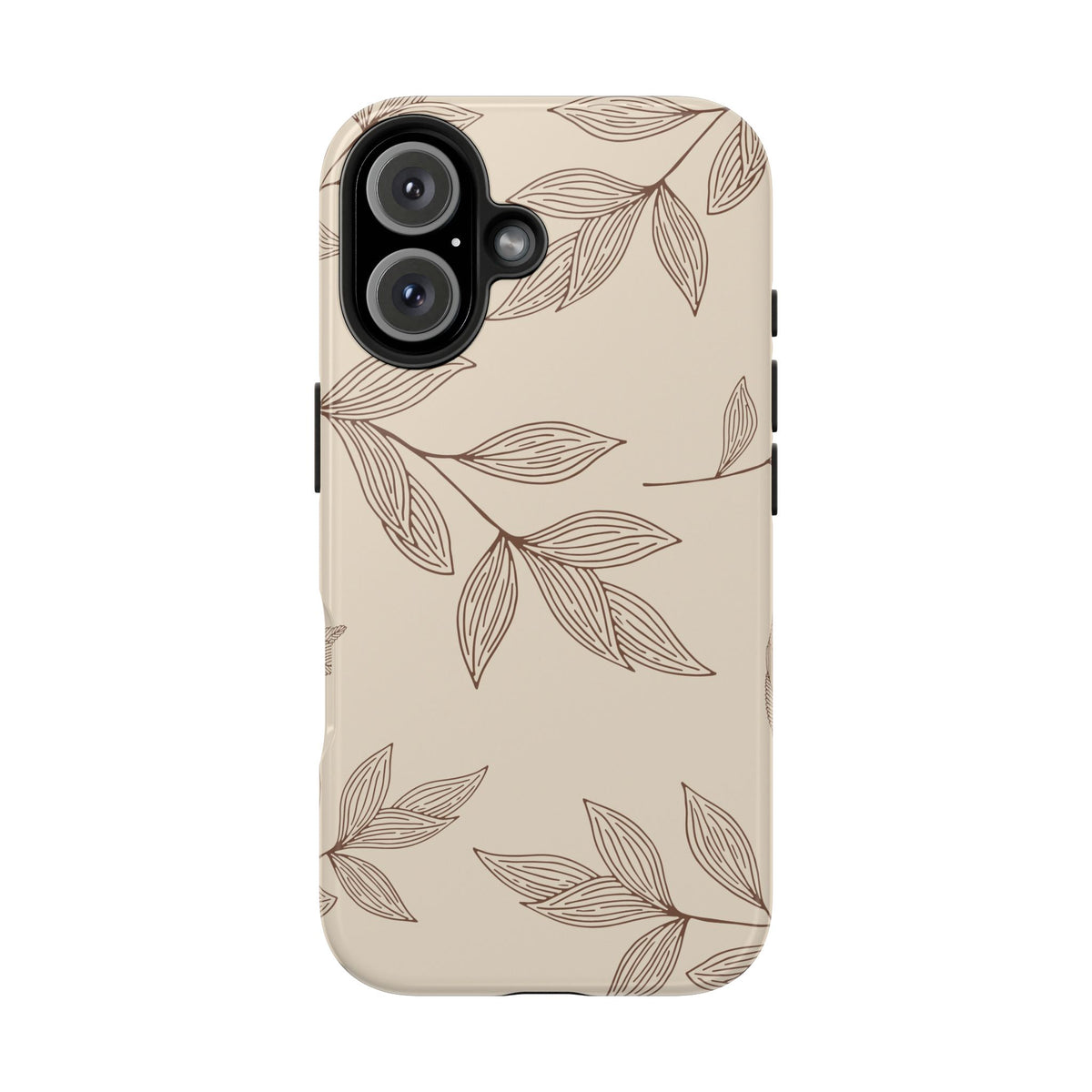 Tough Phone Case — Neutral Botanical Leaf Design (Protective Floral iPhone Case)