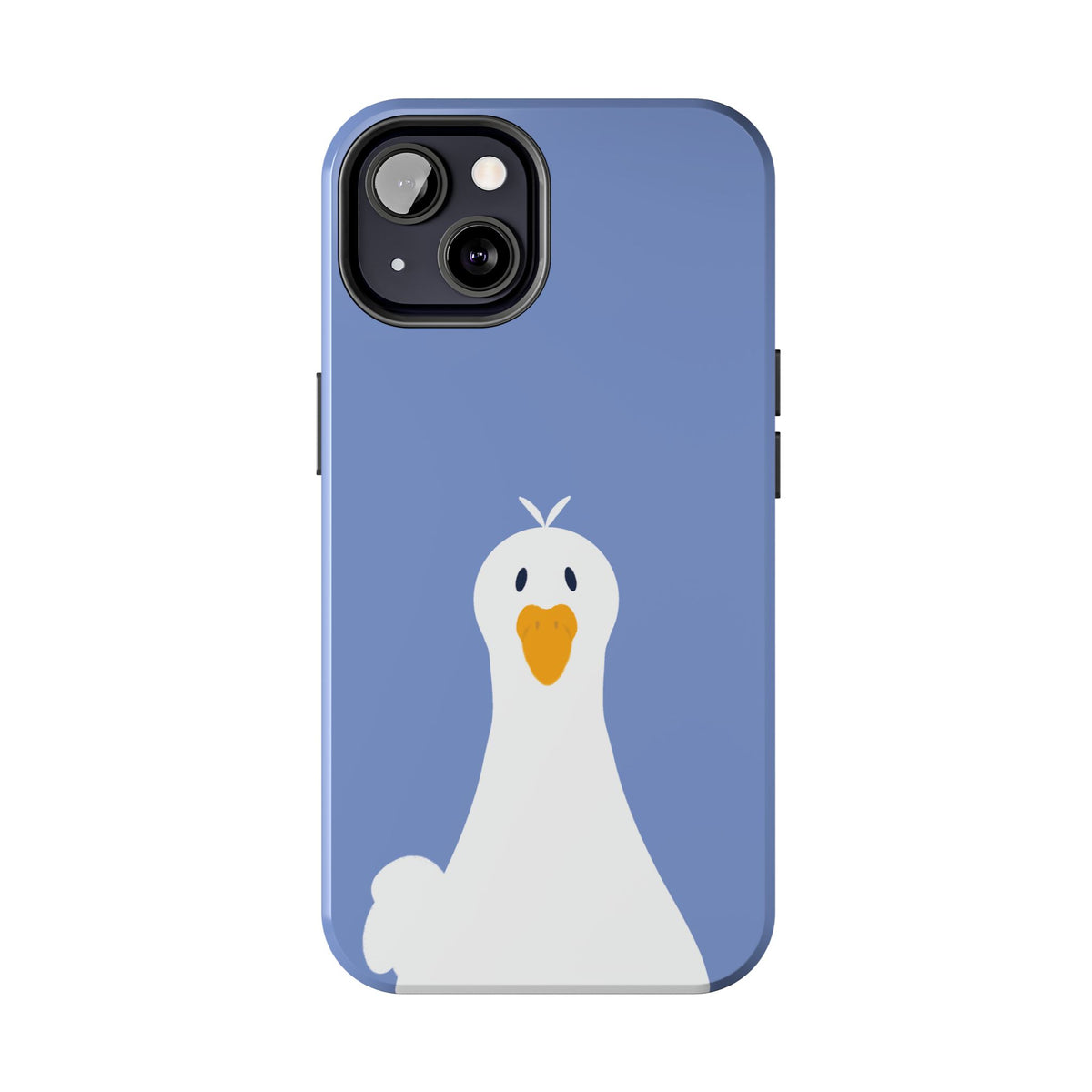 Goofy Goose Tough Phone Case — Cute Minimalist Duck Design on Blue