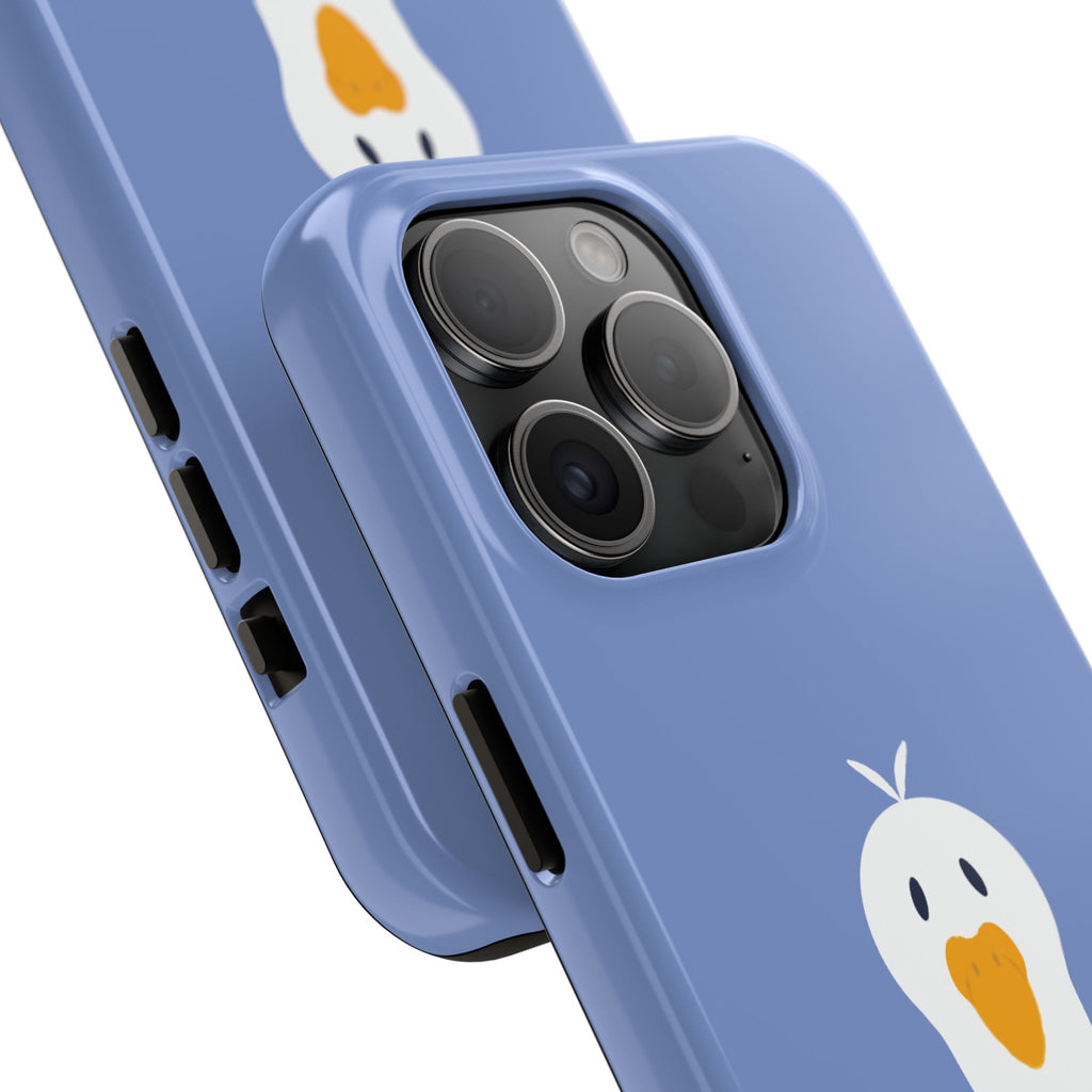 Goofy Goose Tough Phone Case — Cute Minimalist Duck Design on Blue