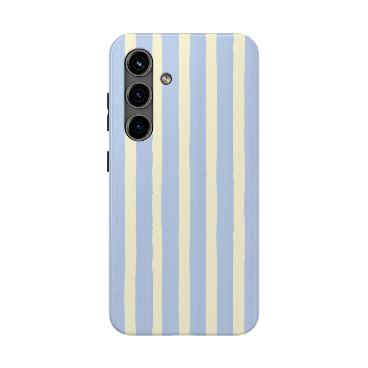 Pastel Stripe Tough Phone Case — Blue & Cream Protective Cover
