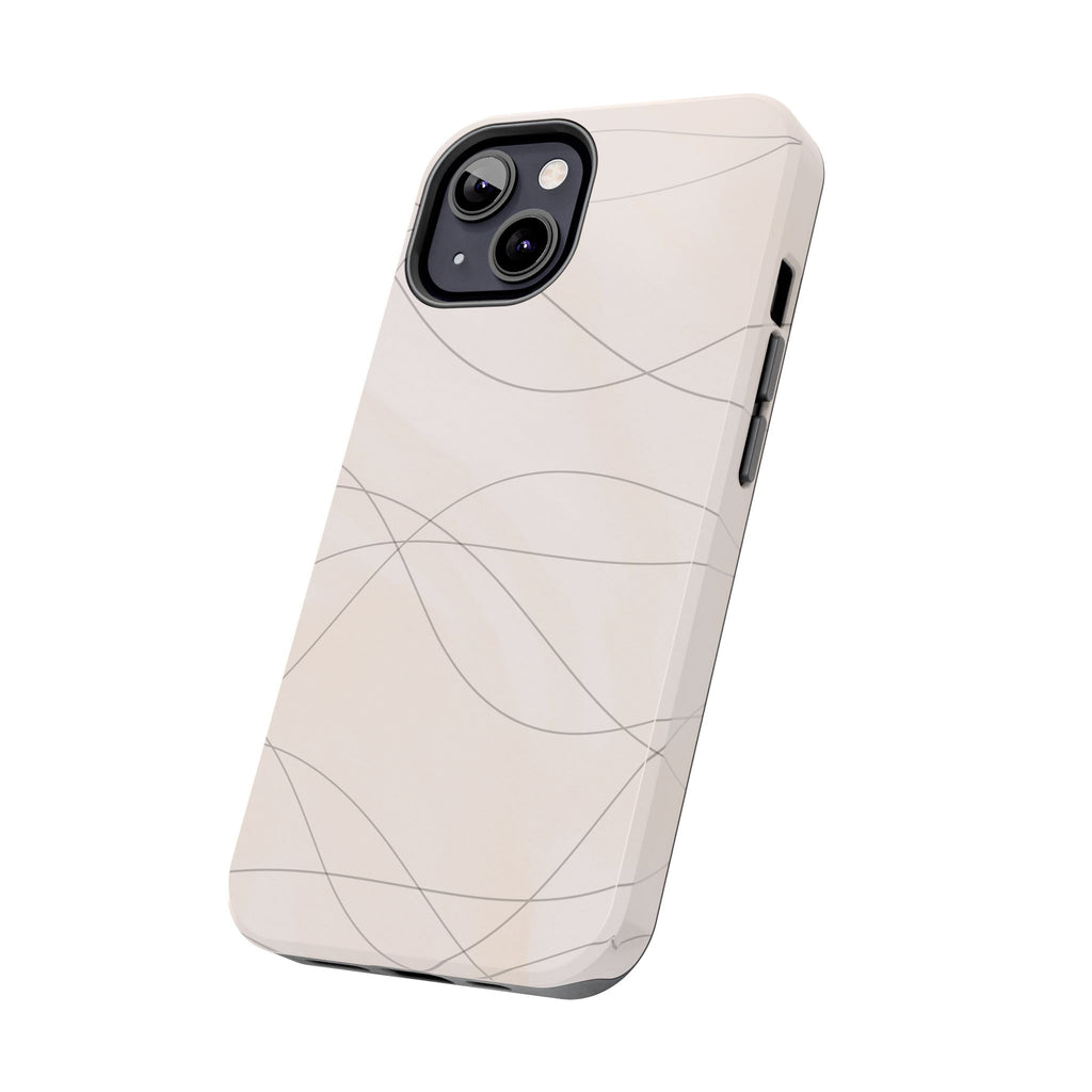 Minimal Beige Wave Tough Phone Case — Protective Slim Phone Case