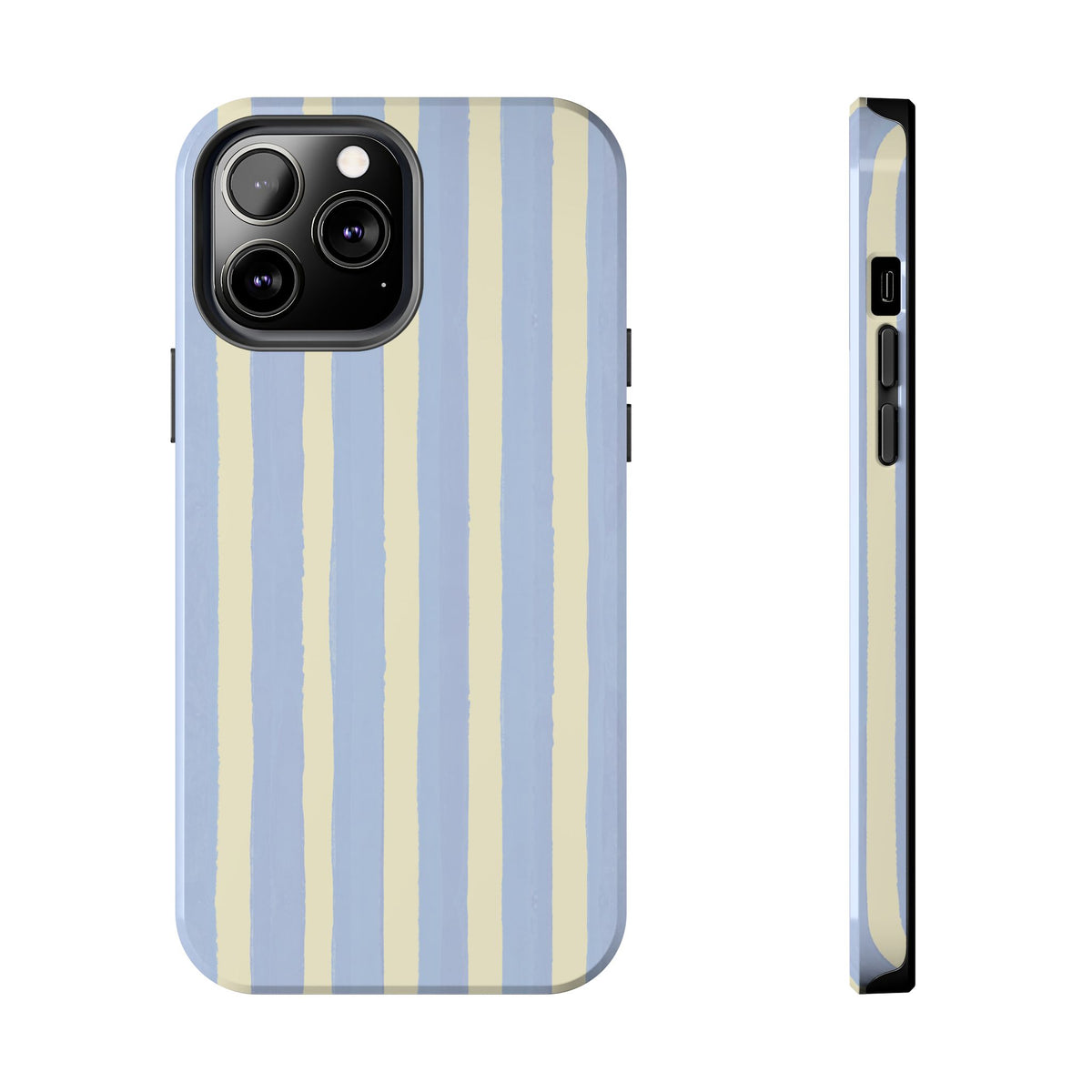 Pastel Stripe Tough Phone Case — Blue & Cream Protective Cover