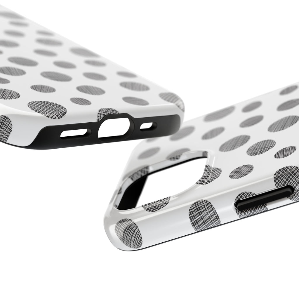 Polka Dot Texture Tough Phone Case — Black & White Spot Pattern, Protective Slim Phone Cover