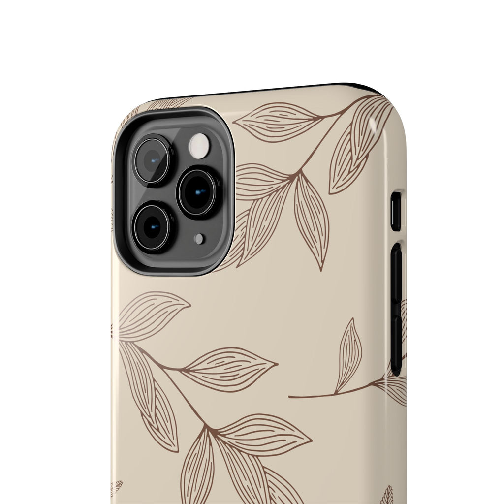 Tough Phone Case — Neutral Botanical Leaf Design (Protective Floral iPhone Case)