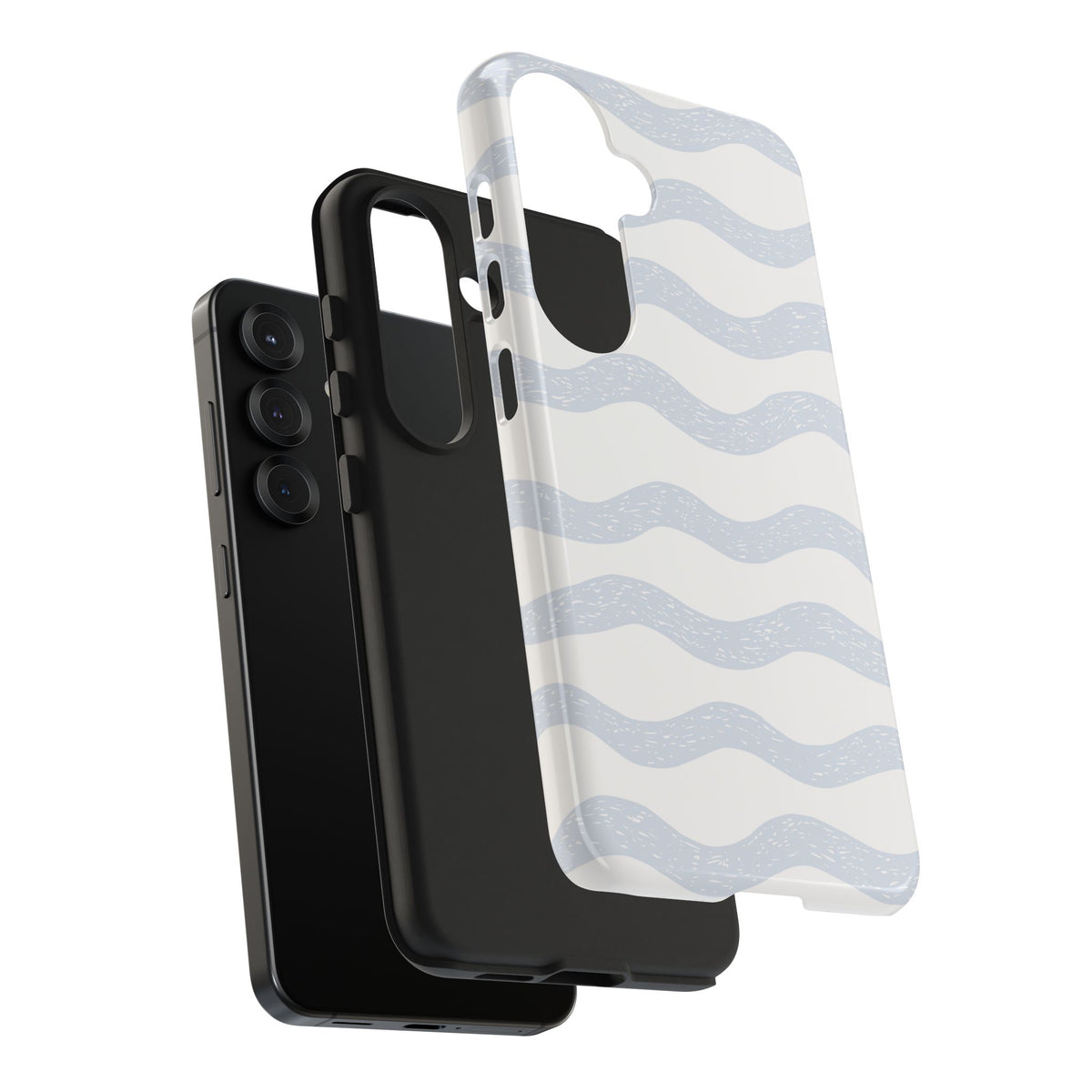 Tough Phone Case – Subtle Blue Wavy Stripes, Durable Protective Cover