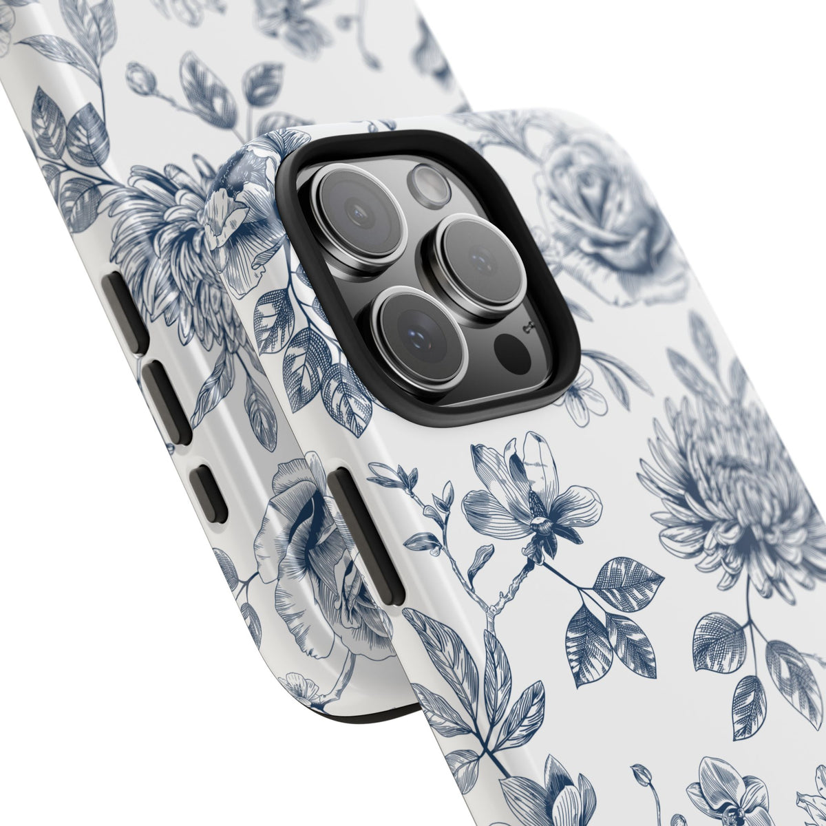 Tough Phone Case — Blue Vintage Floral Protective iPhone Cover