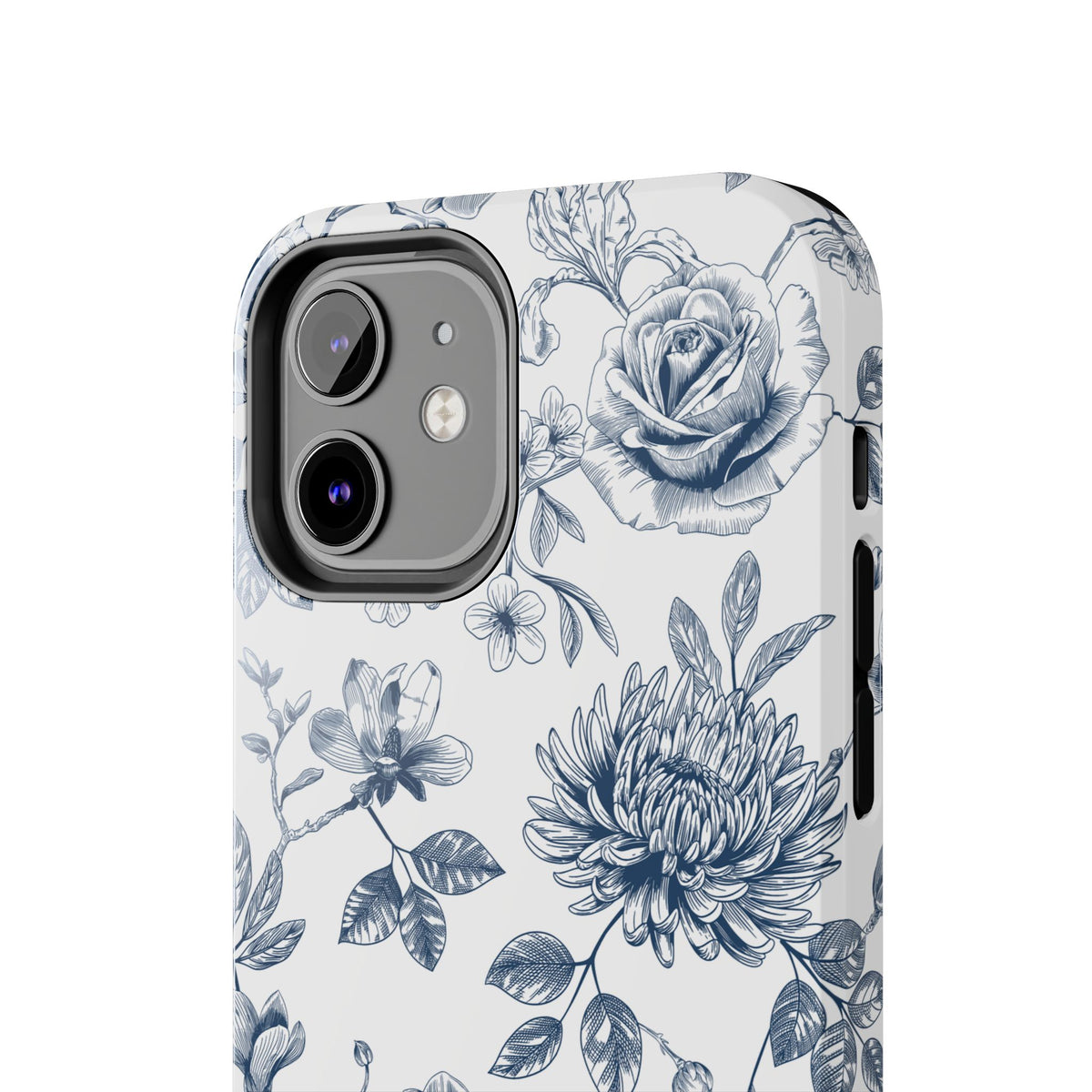Tough Phone Case — Blue Vintage Floral Protective iPhone Cover