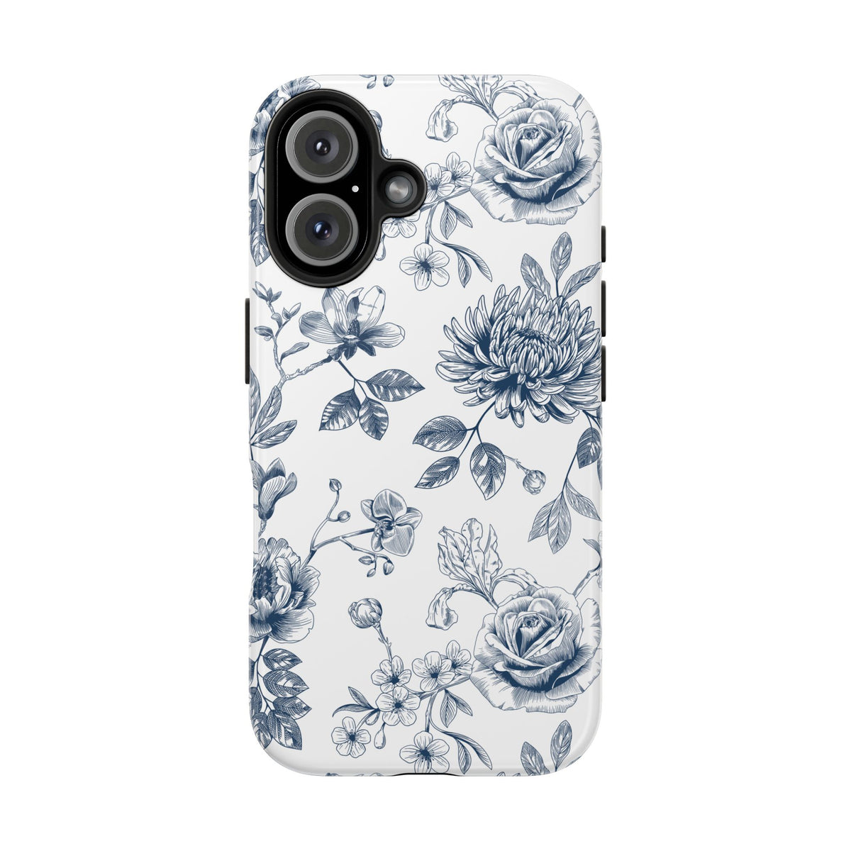 Tough Phone Case — Blue Vintage Floral Protective iPhone Cover