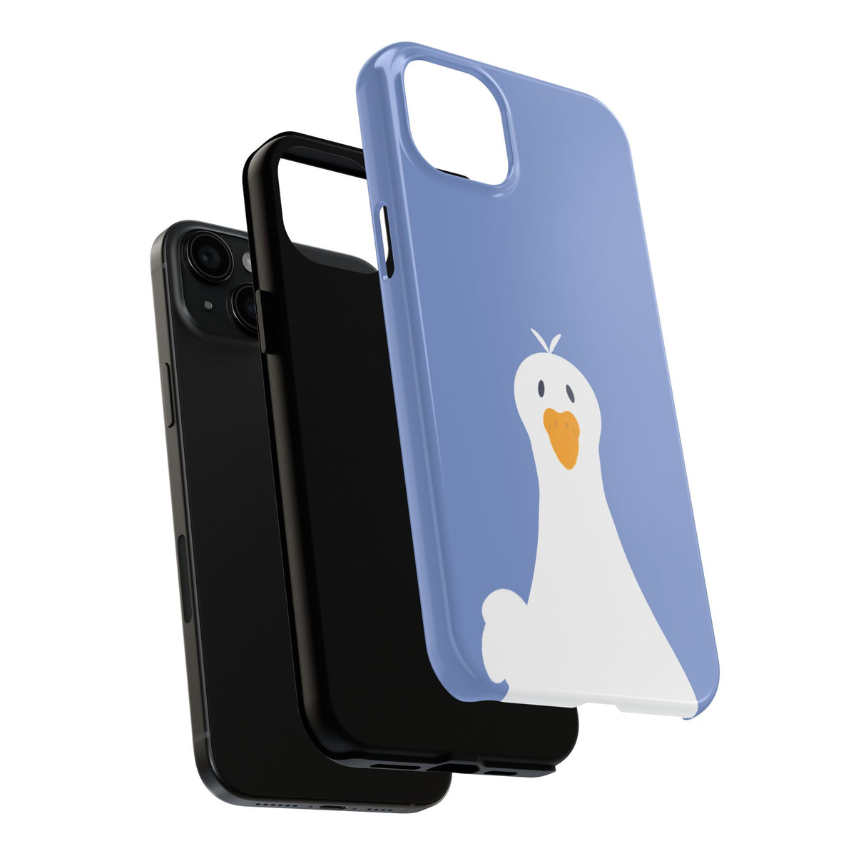 Goofy Goose Tough Phone Case — Cute Minimalist Duck Design on Blue