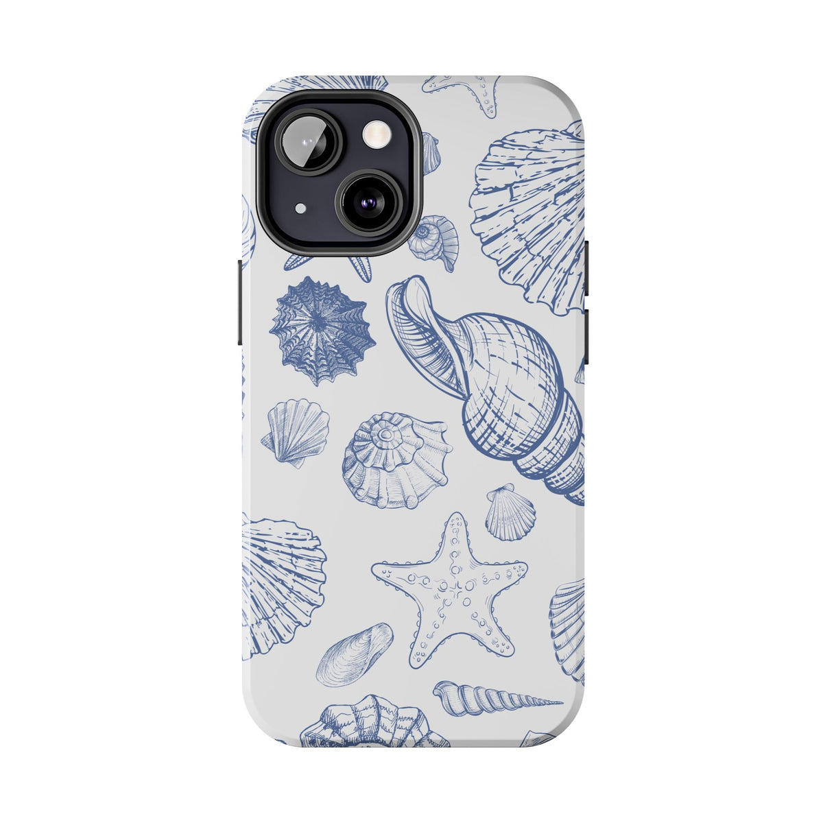Seaside Sketch Tough Phone Case – Blue Shells & Starfish Protective Cover