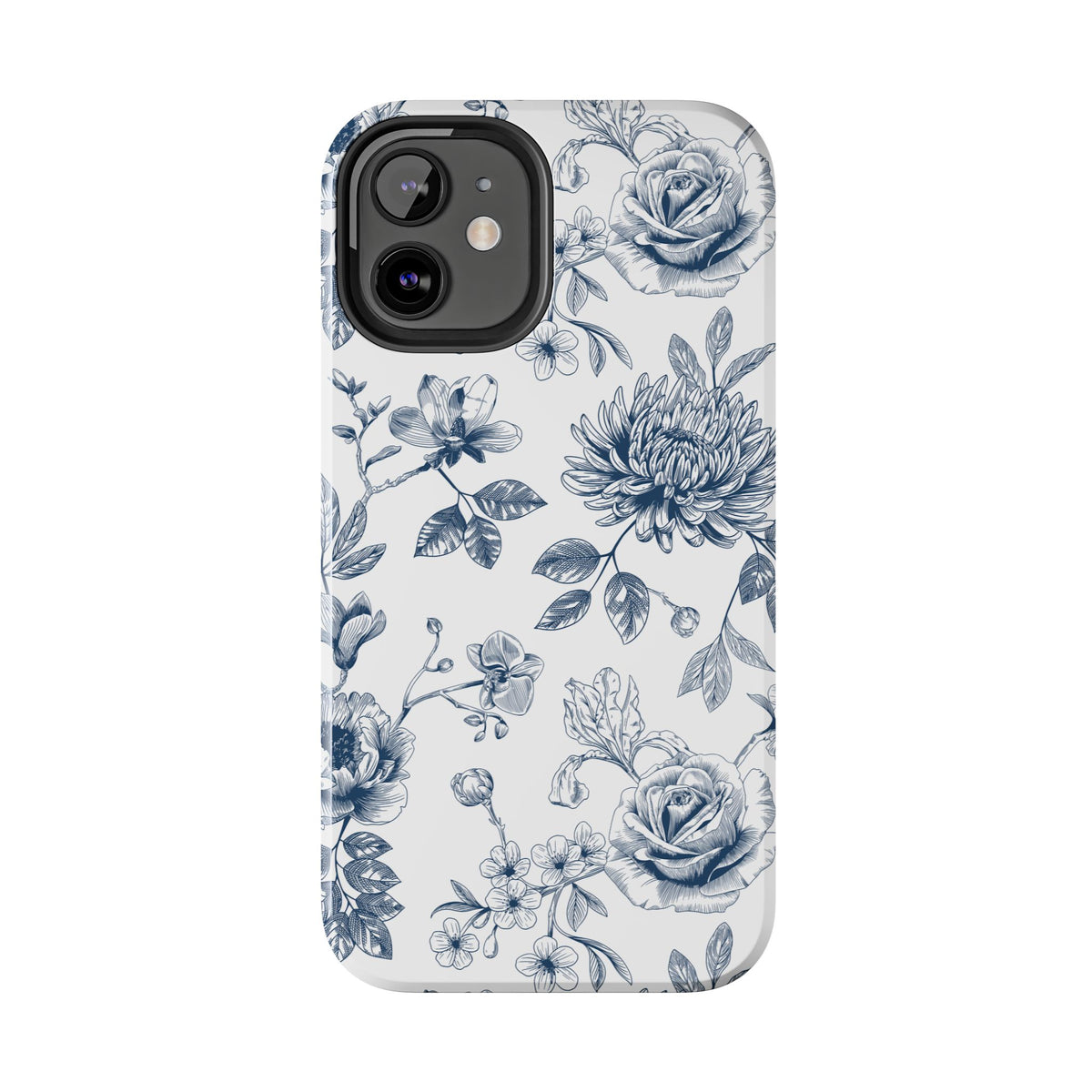 Tough Phone Case — Blue Vintage Floral Protective iPhone Cover