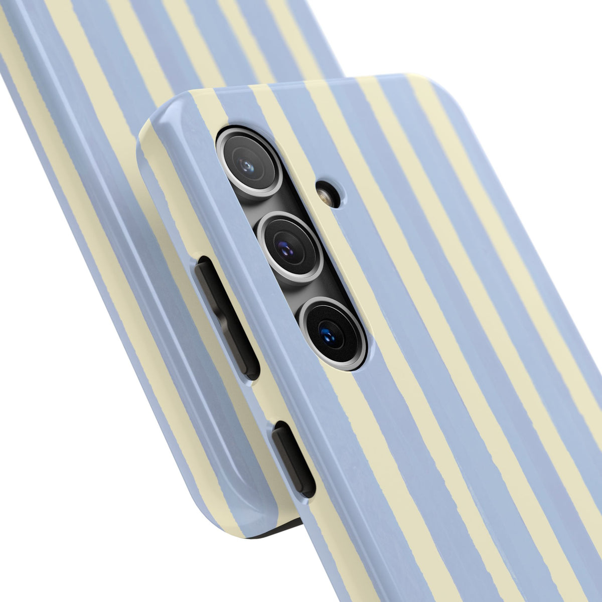 Pastel Stripe Tough Phone Case — Blue & Cream Protective Cover