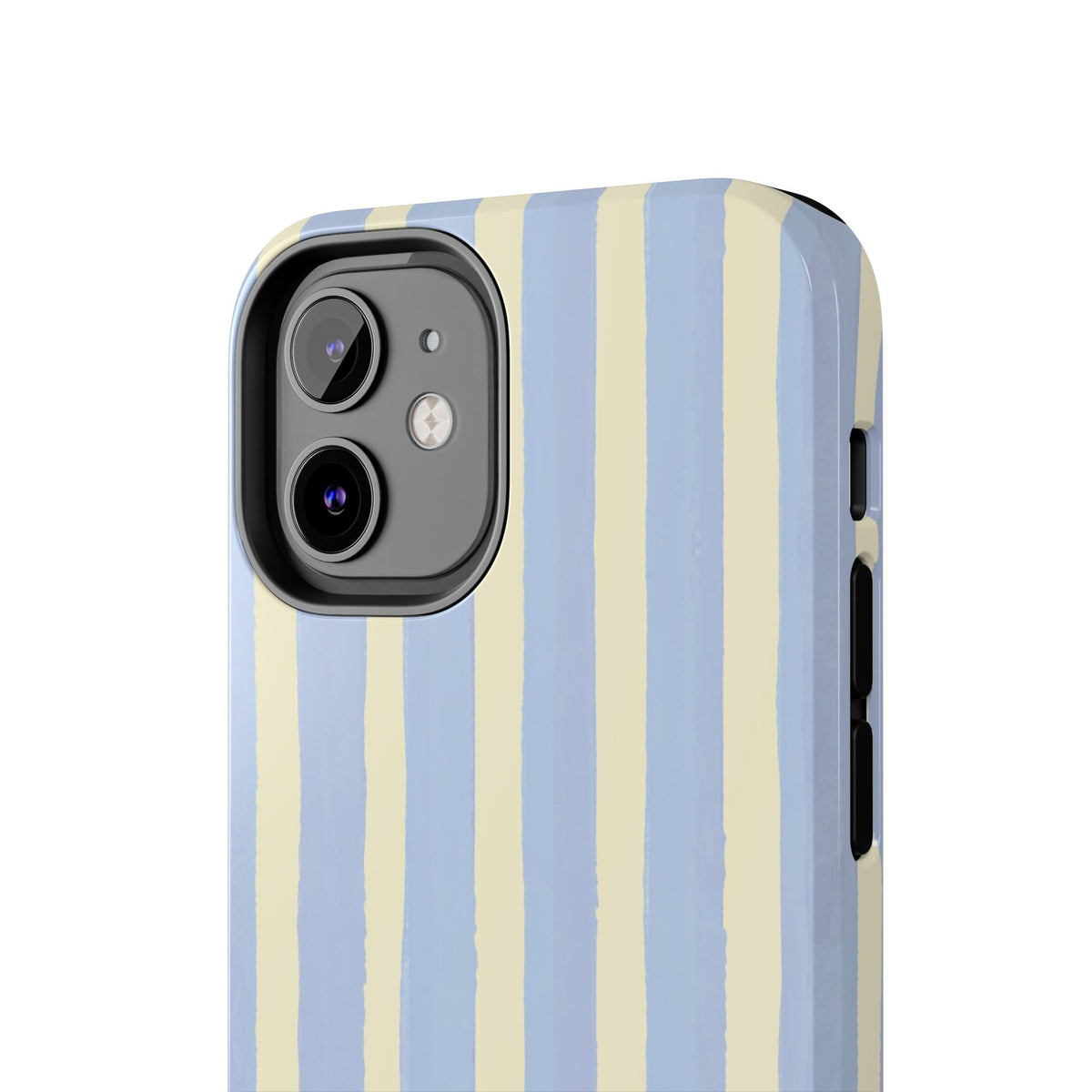 Pastel Stripe Tough Phone Case — Blue & Cream Protective Cover