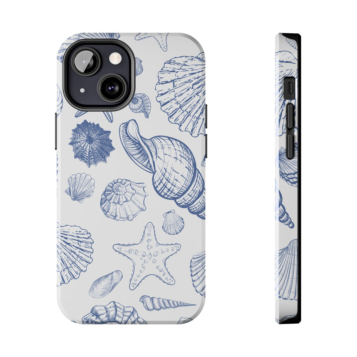 Seaside Sketch Tough Phone Case – Blue Shells & Starfish Protective Cover