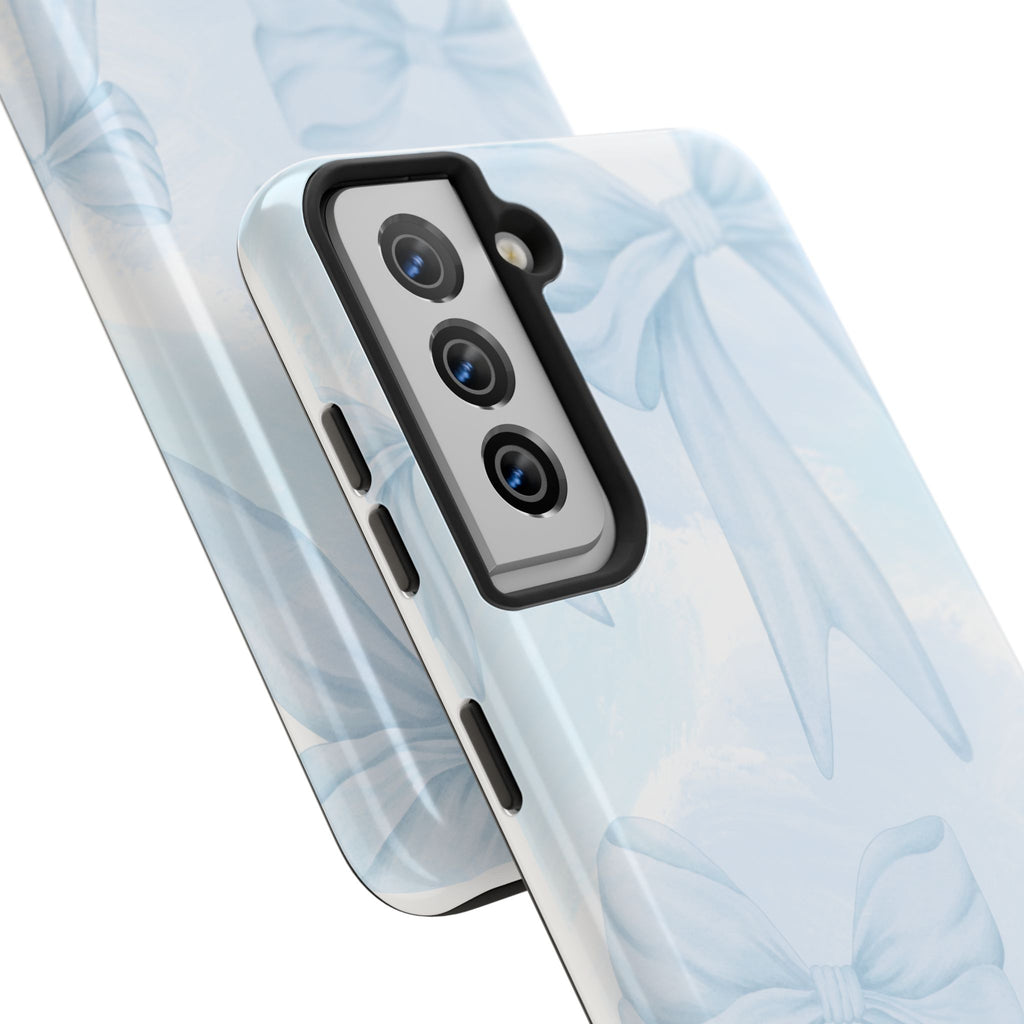Pale Blue Bow Pattern Tough Phone Case