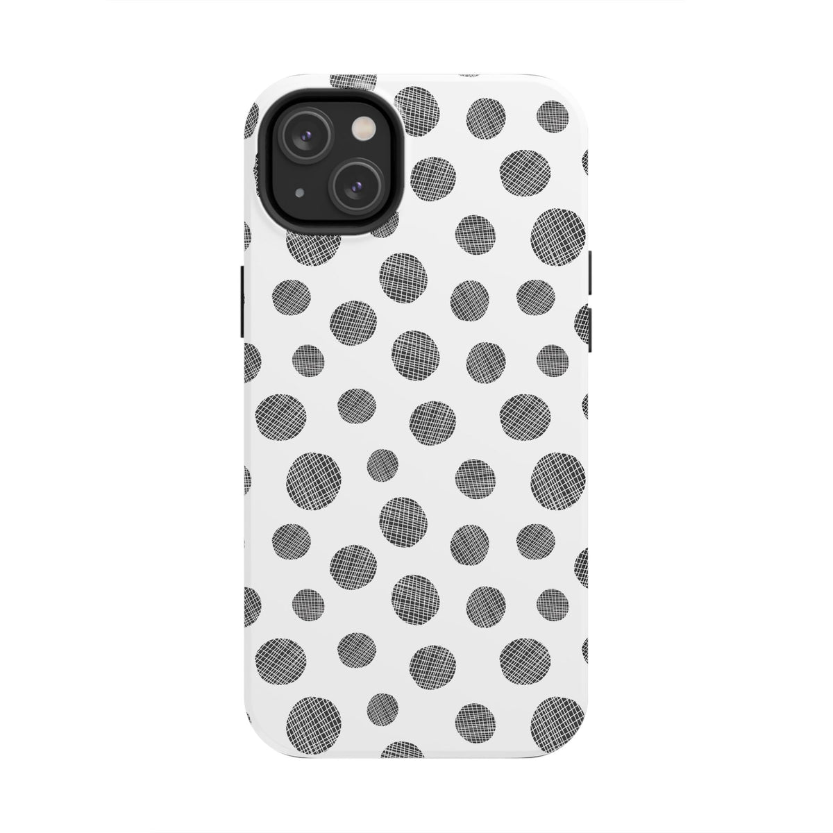 Polka Dot Texture Tough Phone Case — Black & White Spot Pattern, Protective Slim Phone Cover