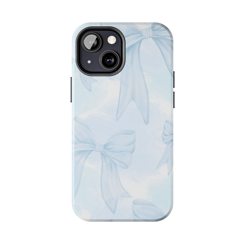 Pale Blue Bow Pattern Tough Phone Case