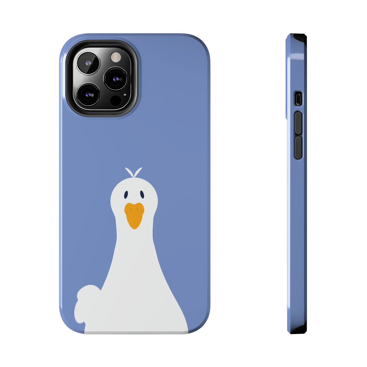 Goofy Goose Tough Phone Case — Cute Minimalist Duck Design on Blue