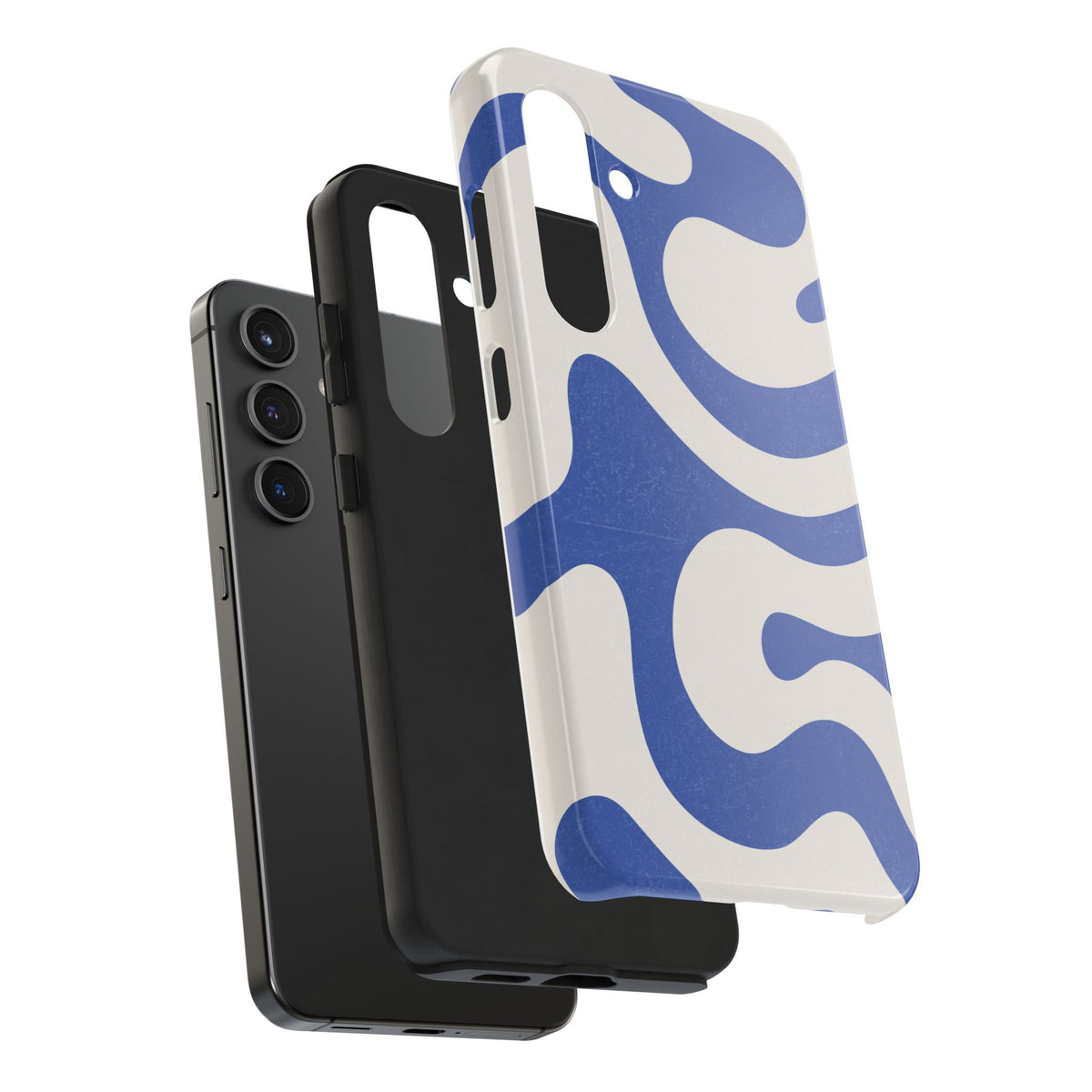 Blue Retro Swirl Tough Phone Case — Durable Abstract Pattern