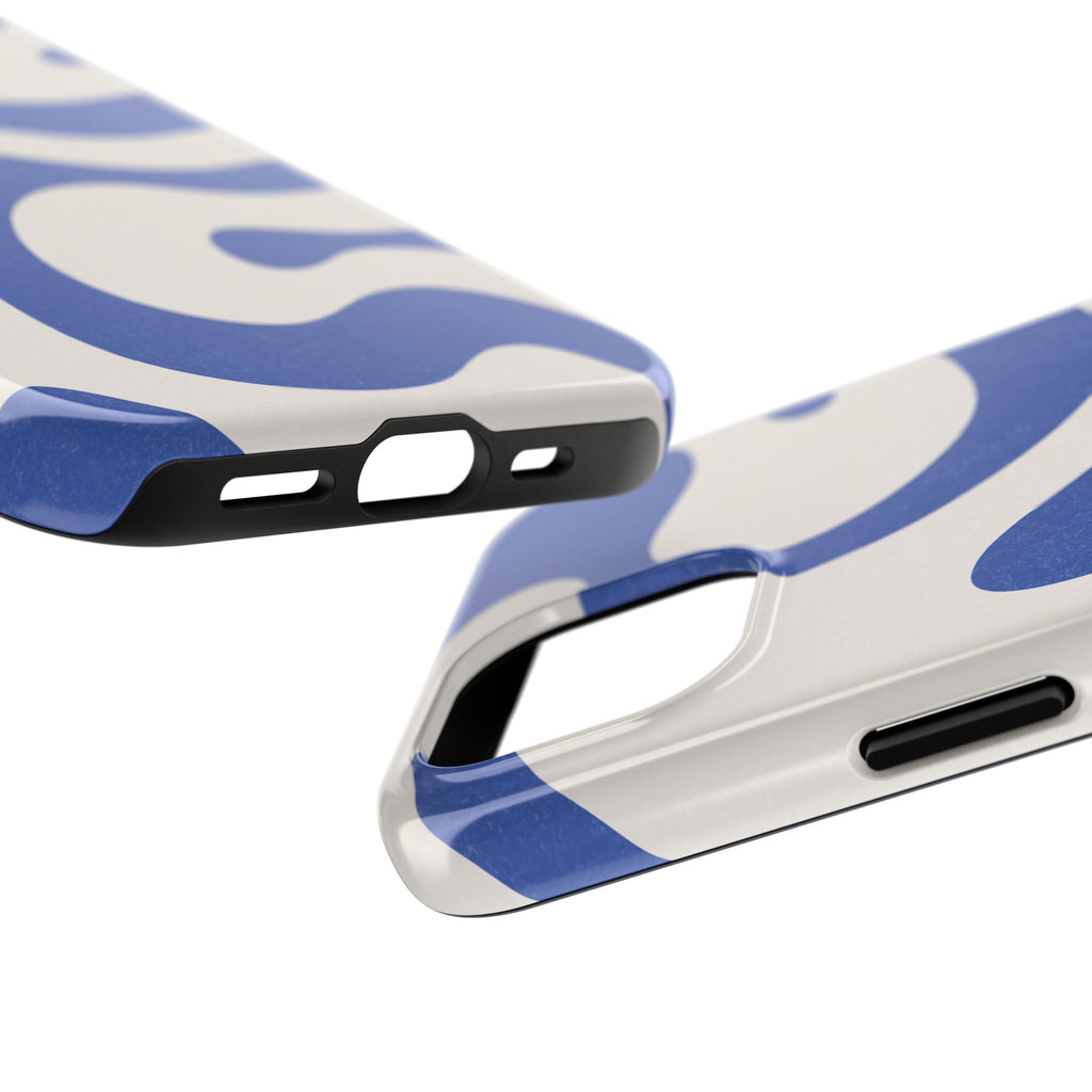 Blue Retro Swirl Tough Phone Case — Durable Abstract Pattern