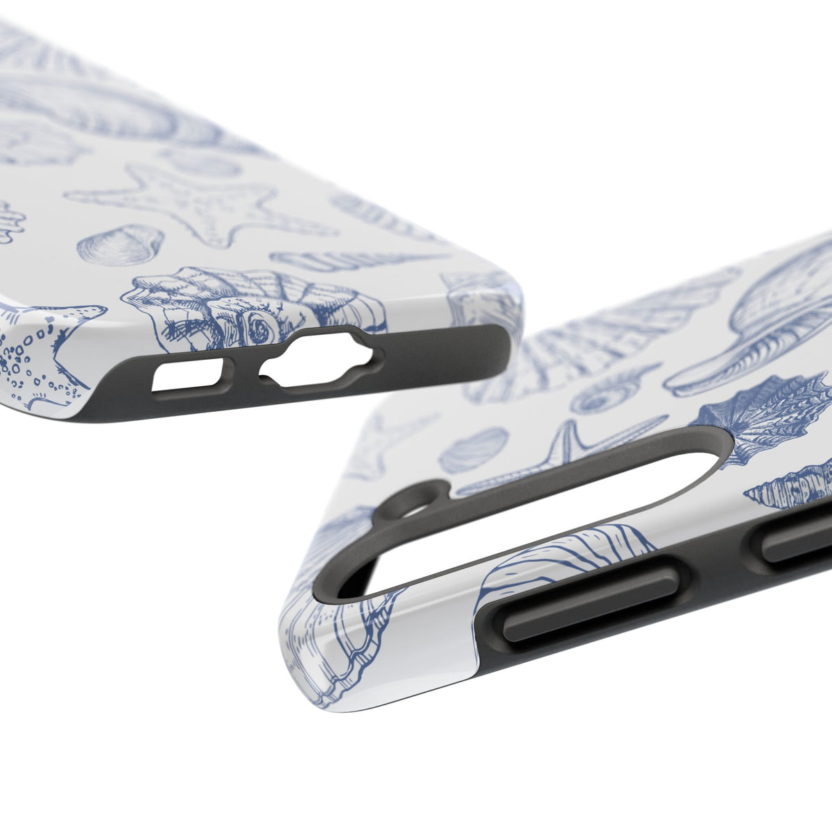 Seaside Sketch Tough Phone Case – Blue Shells & Starfish Protective Cover