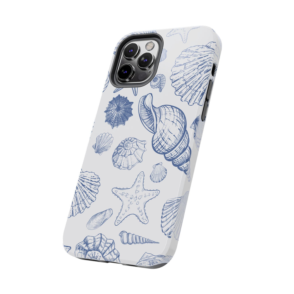 Seaside Sketch Tough Phone Case – Blue Shells & Starfish Protective Cover