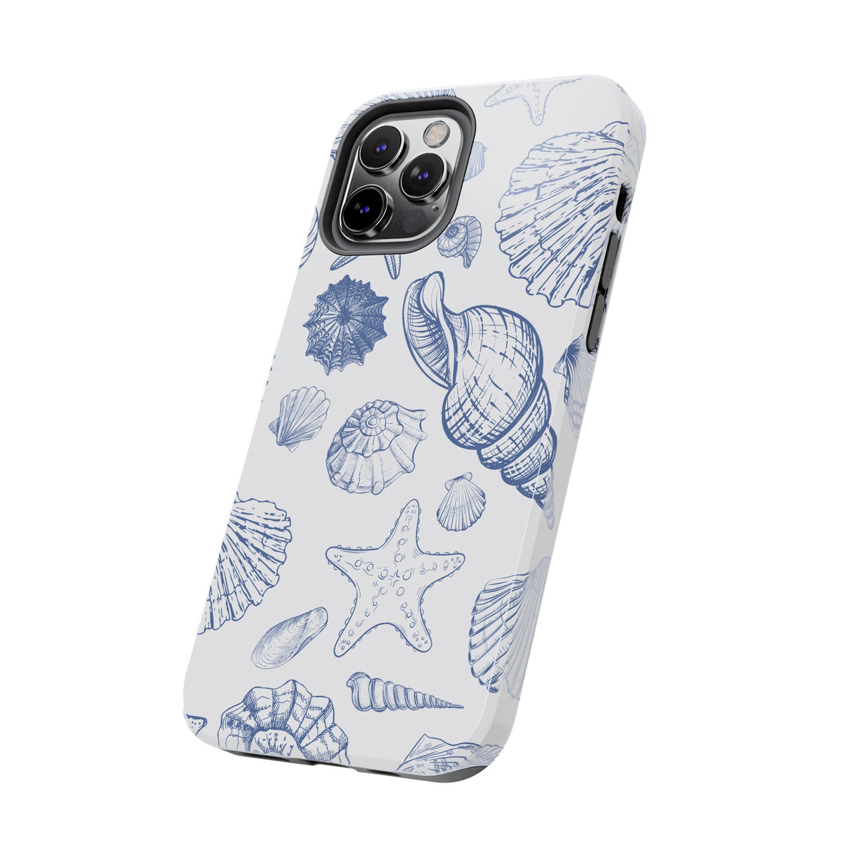 Seaside Sketch Tough Phone Case – Blue Shells & Starfish Protective Cover