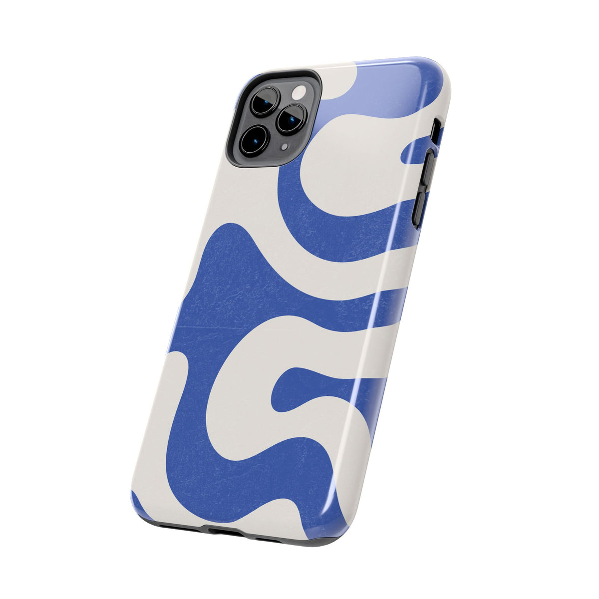 Blue Retro Swirl Tough Phone Case — Durable Abstract Pattern