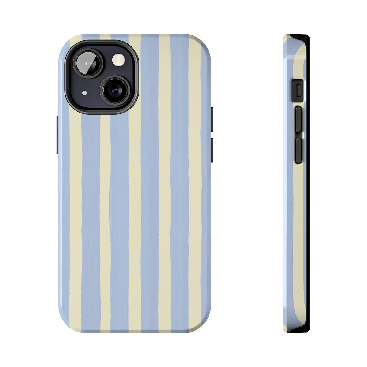 Pastel Stripe Tough Phone Case — Blue & Cream Protective Cover