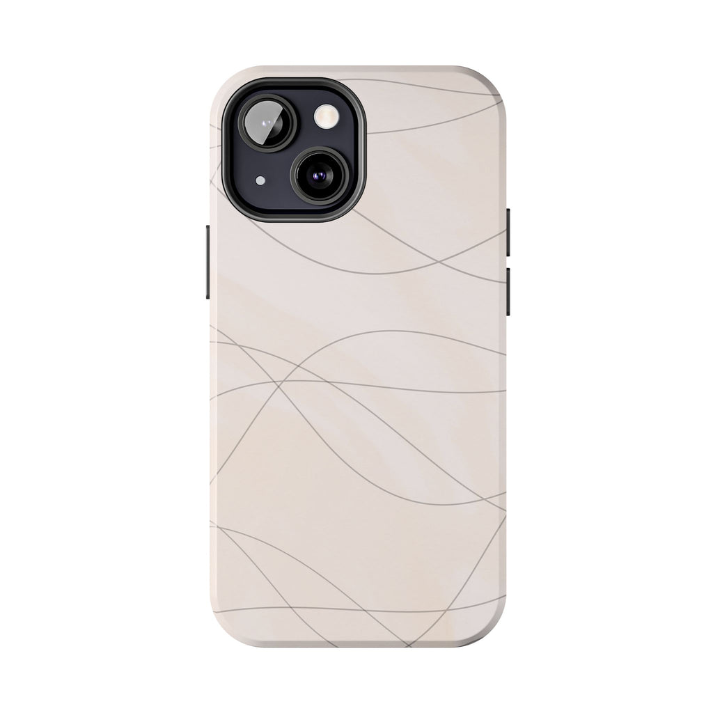 Minimal Beige Wave Tough Phone Case — Protective Slim Phone Case