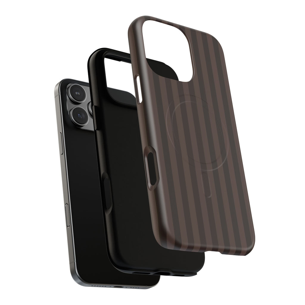 Dark Brown Striped Magnetic Phone Case