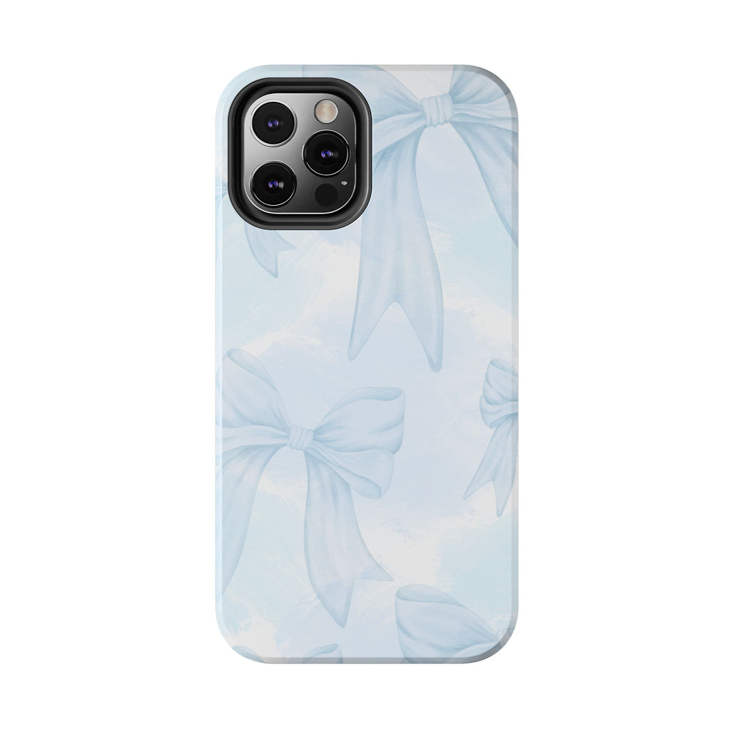 Pale Blue Bow Pattern Tough Phone Case