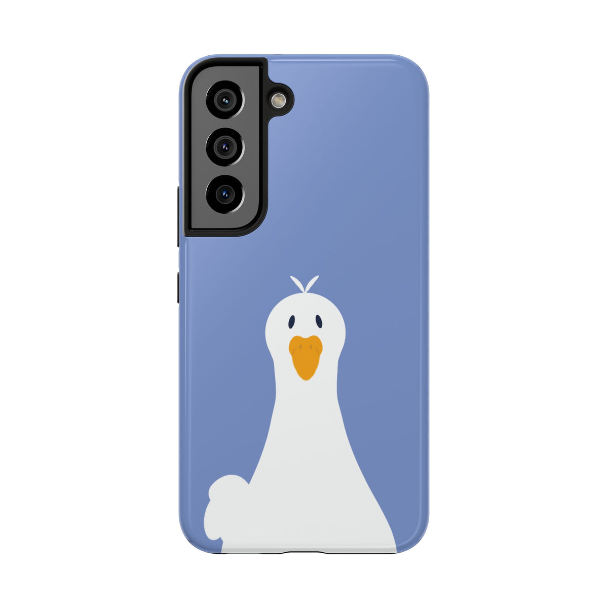 Goofy Goose Tough Phone Case — Cute Minimalist Duck Design on Blue
