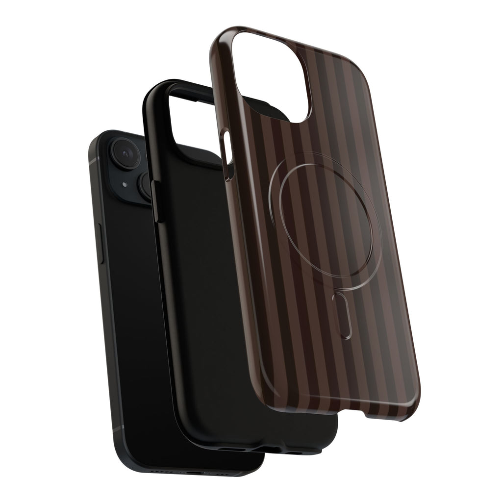 Dark Brown Striped Magnetic Phone Case
