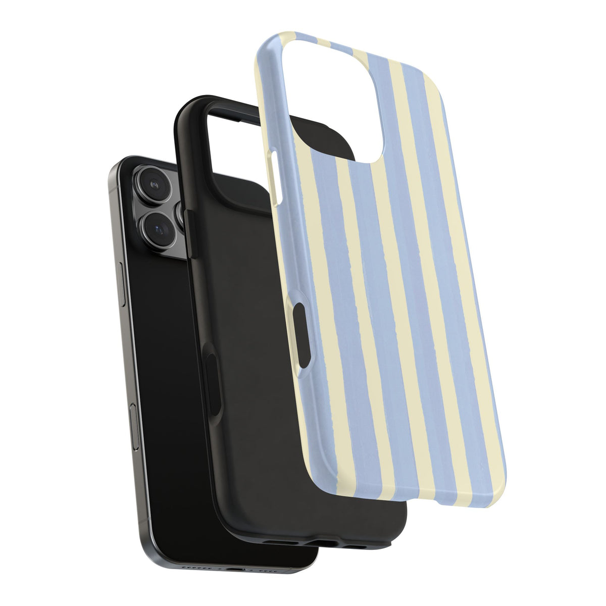 Pastel Stripe Tough Phone Case — Blue & Cream Protective Cover