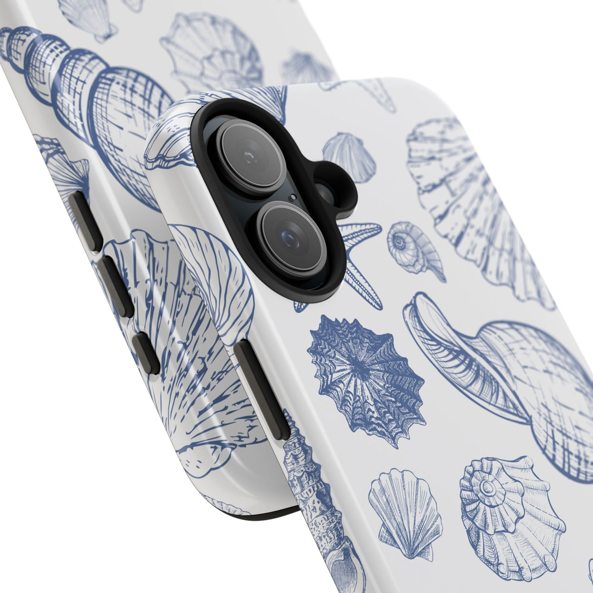 Seaside Sketch Tough Phone Case – Blue Shells & Starfish Protective Cover