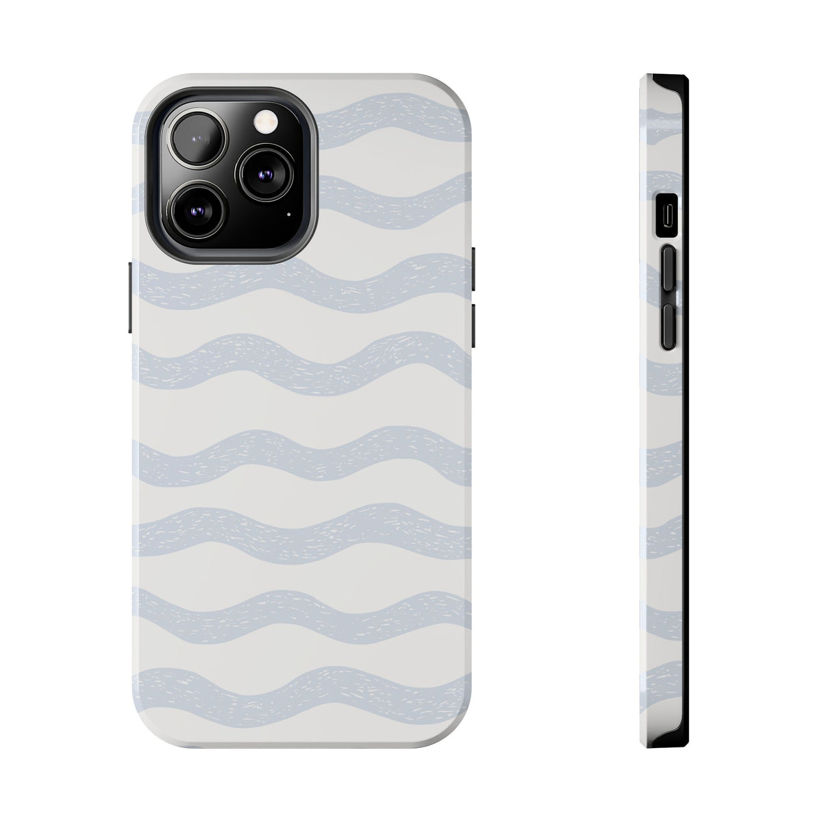 Tough Phone Case – Subtle Blue Wavy Stripes, Durable Protective Cover