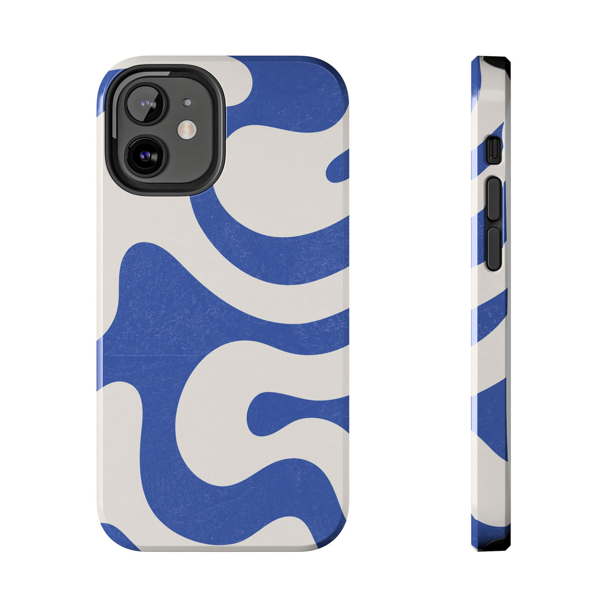 Blue Retro Swirl Tough Phone Case — Durable Abstract Pattern