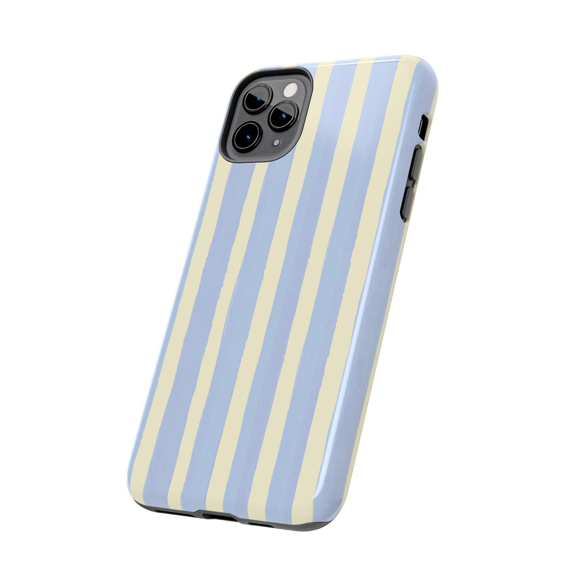 Pastel Stripe Tough Phone Case — Blue & Cream Protective Cover