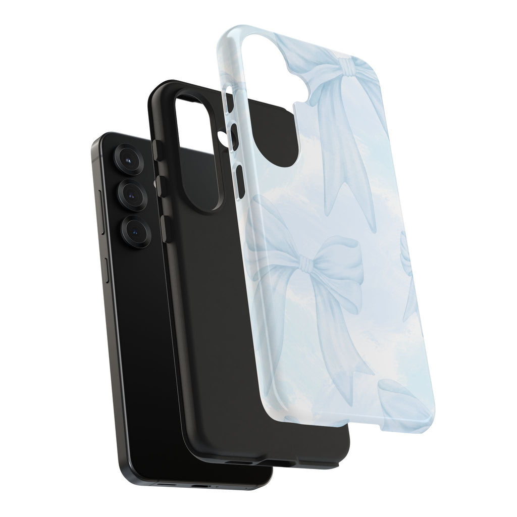 Pale Blue Bow Pattern Tough Phone Case