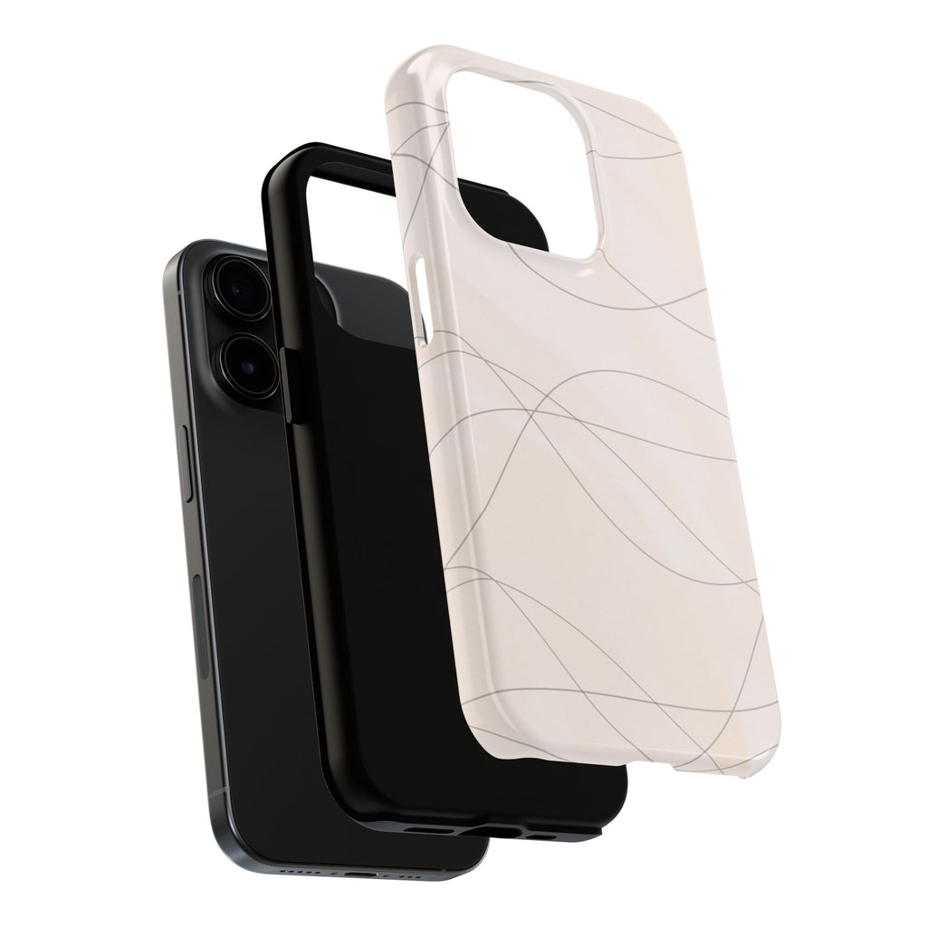 Minimal Beige Wave Tough Phone Case — Protective Slim Phone Case