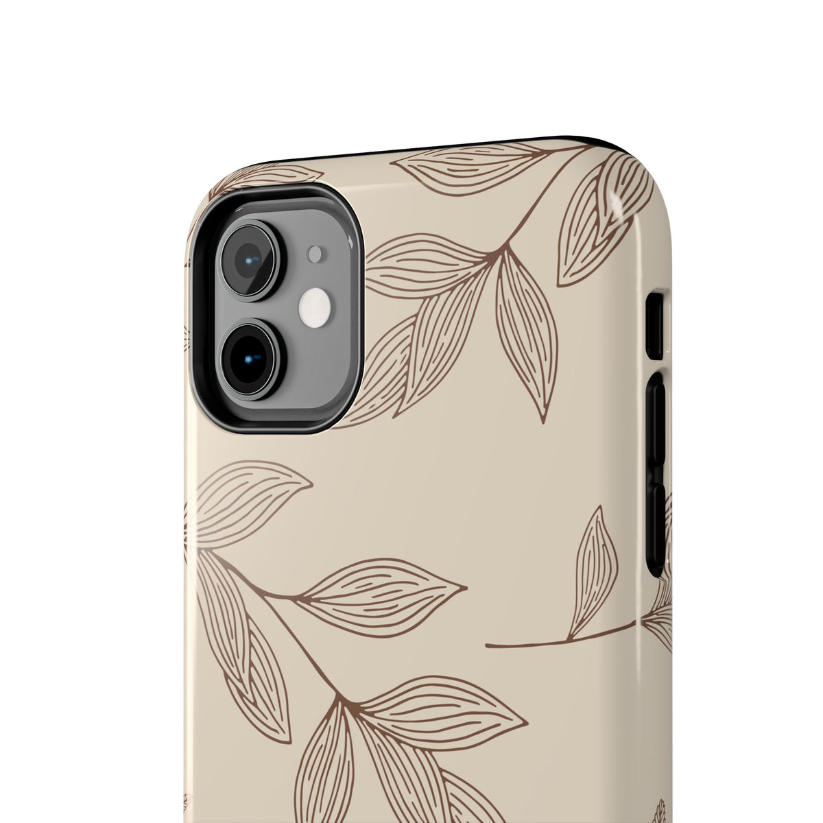 Tough Phone Case — Neutral Botanical Leaf Design (Protective Floral iPhone Case)