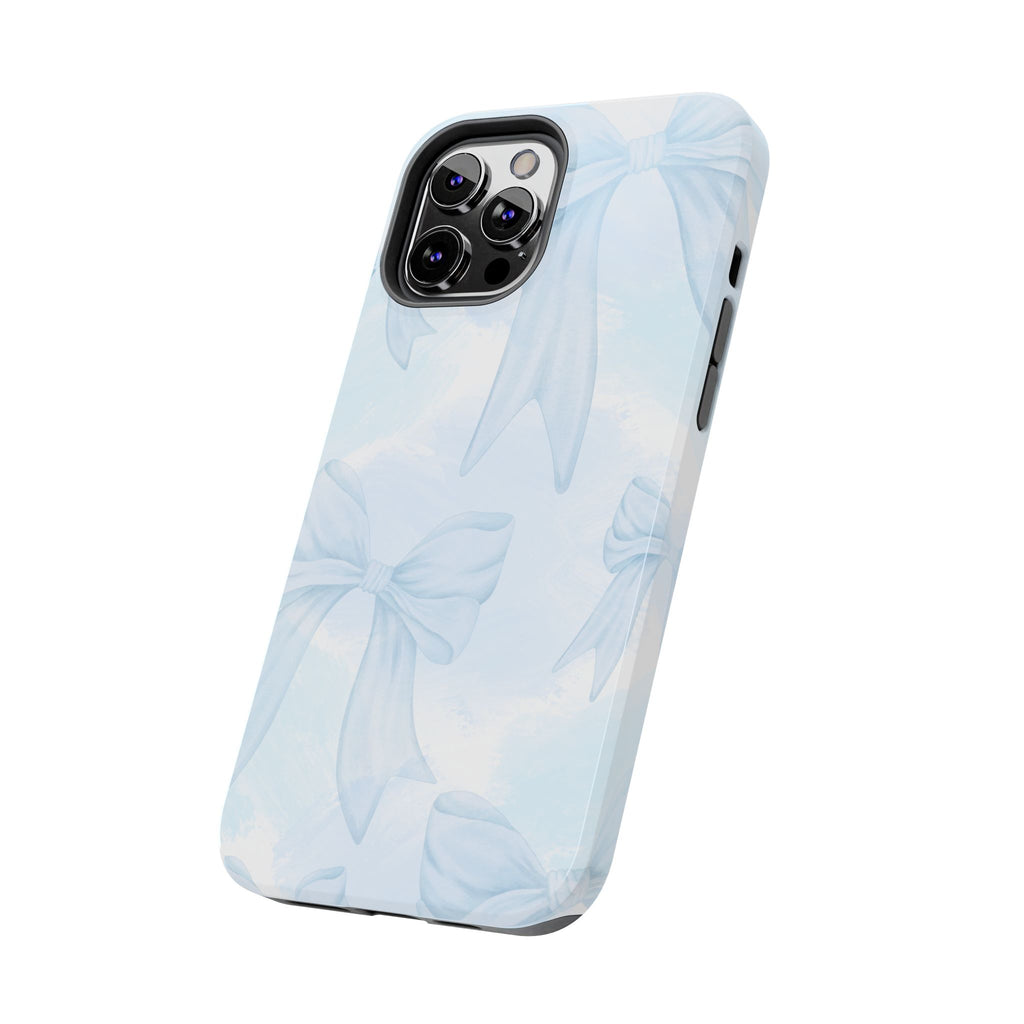 Pale Blue Bow Pattern Tough Phone Case