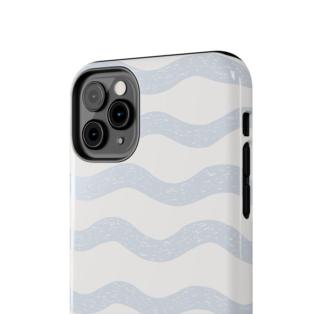 Tough Phone Case – Subtle Blue Wavy Stripes, Durable Protective Cover