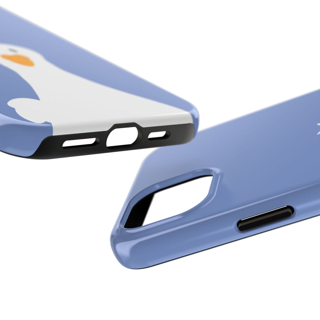 Goofy Goose Tough Phone Case — Cute Minimalist Duck Design on Blue
