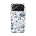 Tough Phone Case — Blue Vintage Floral Protective iPhone Cover